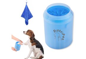 Draagbare Hondenpootreiniger Blauw met Microvezel Handdoek - 32% Korting