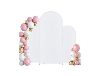 VEVOR 3 x achtergrondstandaard voor bruiloftsboog 1805/1500/1205 mm, met kastaansluiting en dwarsbalkdesign, gouden houder met chiffon, voor verjaardagen, feesten, vakantie