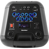 Karcher PS 4460 PartyBox in schwarz, Tragbarer Bluetooth Lautsprecher groß, Party Musikbox mit kraftvollem Bass und Lichteffekten, Mobile Box mit Akku, mit Radio, USB, inkl. Mikrofon