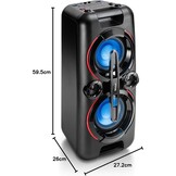 Karcher PS 4460 PartyBox in schwarz, Tragbarer Bluetooth Lautsprecher groß, Party Musikbox mit kraftvollem Bass und Lichteffekten, Mobile Box mit Akku, mit Radio, USB, inkl. Mikrofon