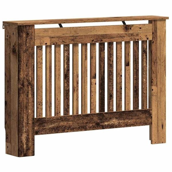 vidaXL Radiatorafdekking Oud Hout 112 x 19 x 81,5 cm Bewerkt hout
