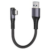 2Pack USB C Android Auto Kabel 90 Graden Kabel 10Gbps Data USB 3.1 Gen 2 Type C QC3.0 3.1A USB A naar C Opladen voor iPhone 15 Pro Max Samsung Note 20 Galaxy S23/S22/S21 Z Flip 5 Tab S9 Pixel 8 1M - Maat 1M