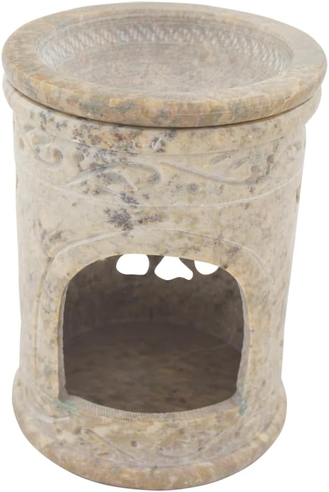 Geurlamp zon van speksteen – H 11 cm – met schaal voor geurolie – ideaal voor etherische oliën & aromatherapie