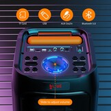 JYX Karaokemachine met 2 draadloze microfoons voor volwassenen, 8 inch subwoofer grote Bluetooth-luidspreker met 500W piekvermogen, PA-systeem met DJ-licht, rollende wielen en trolley (meerkleurig)