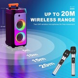JYX Karaokemachine met 2 draadloze microfoons voor volwassenen, 8 inch subwoofer grote Bluetooth-luidspreker met 500W piekvermogen, PA-systeem met DJ-licht, rollende wielen en trolley (meerkleurig)