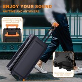 JYX Karaokemachine met 2 draadloze microfoons voor volwassenen, 8 inch subwoofer grote Bluetooth-luidspreker met 500W piekvermogen, PA-systeem met DJ-licht, rollende wielen en trolley (meerkleurig)