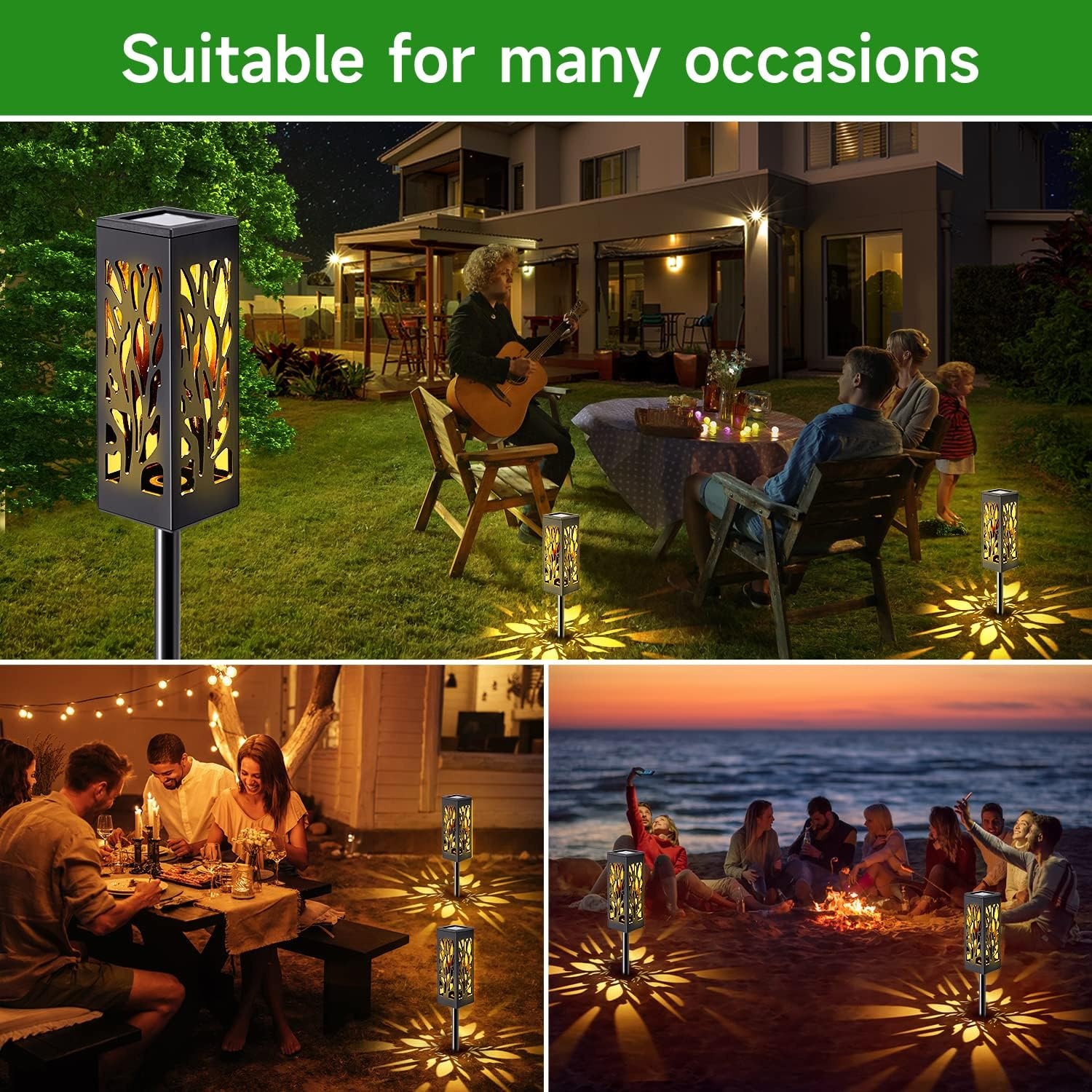 Zonnelampen voor buiten en tuin, 6 stuks zonnelampen voor buiten, IP65 waterdicht, zonnelampen voor buiten, auto aan/uit + 18 led-zonnelampen voor buiten, tuin, 90 lumen