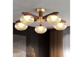 Dimbare Walnoot Plafondlamp 5x Bronzen LED (78% Korting)