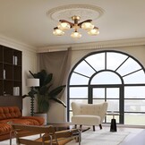 Moderne Plafondlamp Walnoothout met 5xBronzen LED, Dimbaar 3000K-6000K voor Woonkamer, Slaapkamer, Keuken, Eetkamer