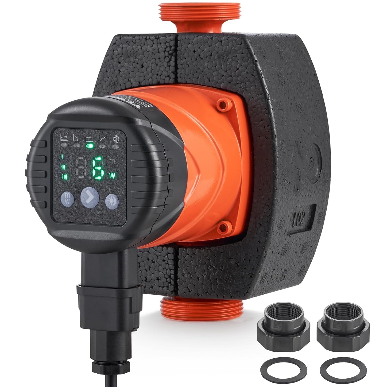 VEVOR LPS25-8BP-180 Warmwatercirculatiepomp, 67 l/min, automatische waterpomp, ECM, 220 V, 60 W, 8 m, afvoerhoogte voor verwarmingssysteem, water