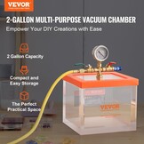 VEVOR Vacuümkamer 7,57 l, multifunctionele acryl vacuüm ontgassingskamer, transparante vacuümkamer voor het ontgassen van hars, ontgassing, ontgassing van gips, vacuümafzuiging acryl