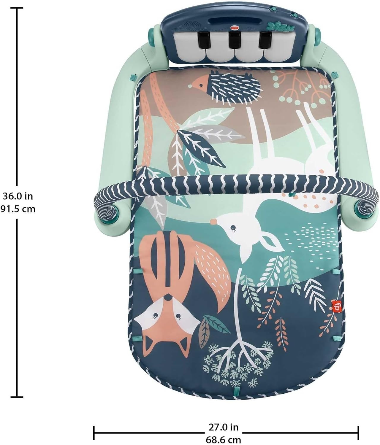 Fisher-Price BabyGym Speelmat voor Pasgeborenen met Trappel en Speel Piano Muziekspeelgoed en Speelgoed voor Spelen op de Buik, Marineblauw Hertje [Amazon Exclusive], HKX37