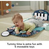 Fisher-Price BabyGym Speelmat voor Pasgeborenen met Trappel en Speel Piano Muziekspeelgoed en Speelgoed voor Spelen op de Buik, Marineblauw Hertje [Amazon Exclusive], HKX37