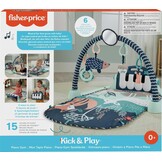 Fisher-Price BabyGym Speelmat voor Pasgeborenen met Trappel en Speel Piano Muziekspeelgoed en Speelgoed voor Spelen op de Buik, Marineblauw Hertje [Amazon Exclusive], HKX37