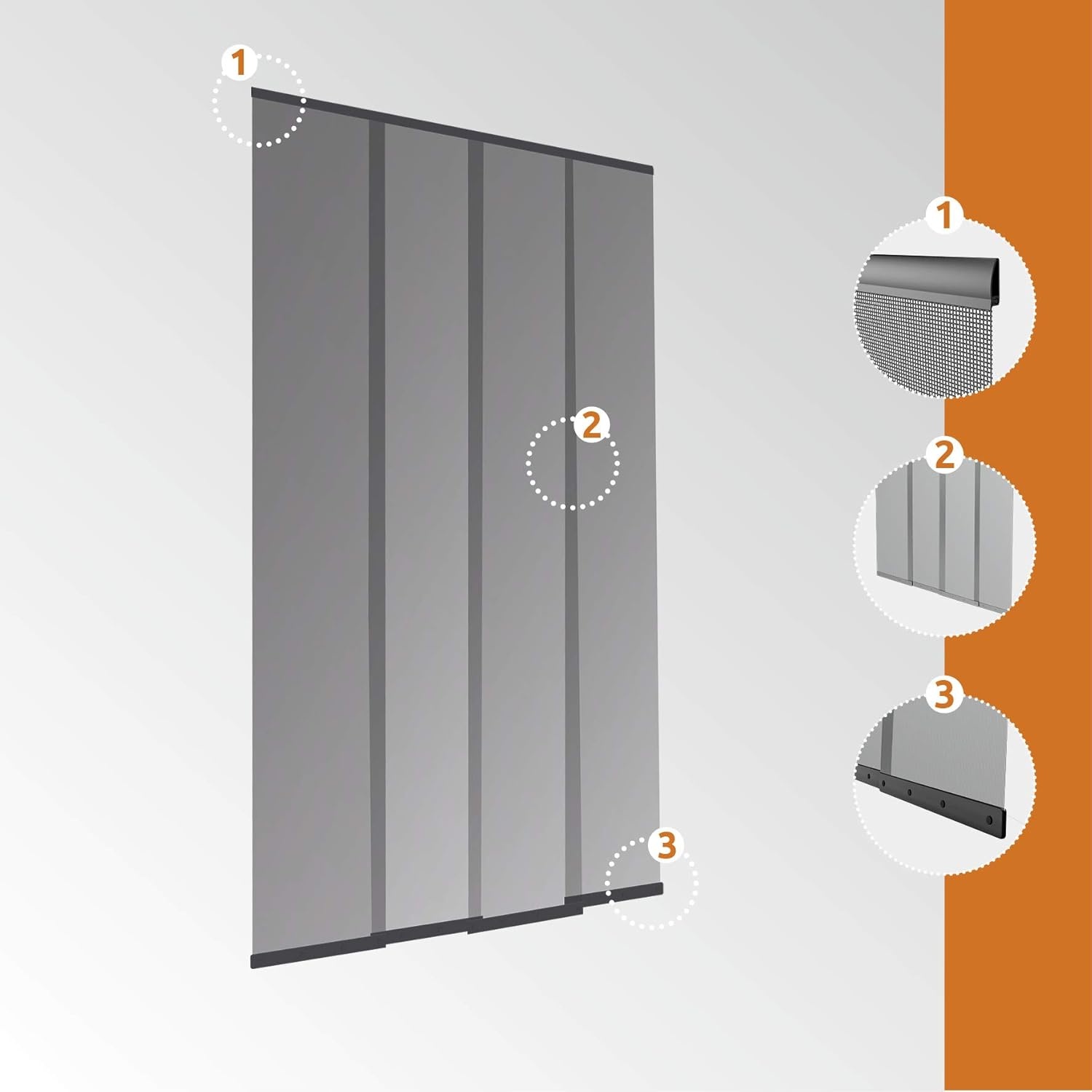 Windhager Insectenbescherming PLUS deurgordijn Easy lamellengordijn vliegengaas individueel in te korten, 120 x 250 cm, antraciet, 04315 - Maat 120 x 250 cm