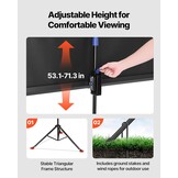 VEVOR Projectiescherm met standaard, 60 inch 160 ° groothoek binnen en buiten, projectiescherm, 16:9 4K HD kreukloze draagbare statiefschermen met draagtas, voor bioscoop, thuisbioscoop, kantoor