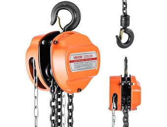 VEVOR Manual Drawstring, Capacity 1 T, with Galvanized Chain G80 Upgrade, Lift Height 6 m, Hoist for Cars in Warehouse, Orange