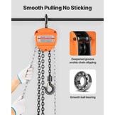 VEVOR Manual Drawstring, Capacity 1 T, with Galvanized Chain G80 Upgrade, Lift Height 6 m, Hoist for Cars in Warehouse, Orange