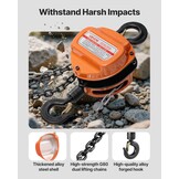 VEVOR Manual Drawstring, Capacity 1 T, with Galvanized Chain G80 Upgrade, Lift Height 6 m, Hoist for Cars in Warehouse, Orange