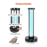 VEVOR UV-desinfectielamp, 36 W, kiemdodende lamp met uv-stralen met ozonreiniger, UVC-licht met timer 30/60/120 minuten en afstandsbediening, voor ruimtes tot 37 m², woonkamer