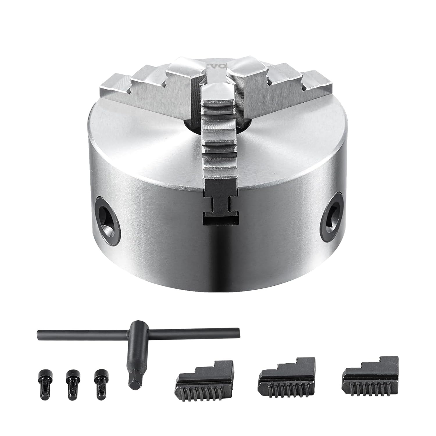 VEVOR 3-Jaw draaibank Chuck, 4", zelfcentrerende draaibank Chuck, 0,08-4 in/2-100 mm klembereik met T-sleutel bevestigingsschroeven omkeerbare kaken, voor draaibank 3D-printer bewerkingscentrum frezen