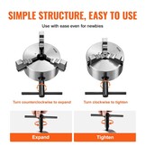 VEVOR 3-Jaw draaibank Chuck, 4", zelfcentrerende draaibank Chuck, 0,08-4 in/2-100 mm klembereik met T-sleutel bevestigingsschroeven omkeerbare kaken, voor draaibank 3D-printer bewerkingscentrum frezen