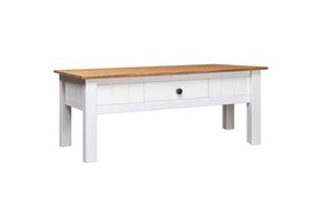 Massieve Grenenhouten Salontafel Wit & Houtkleur - 78% Korting!