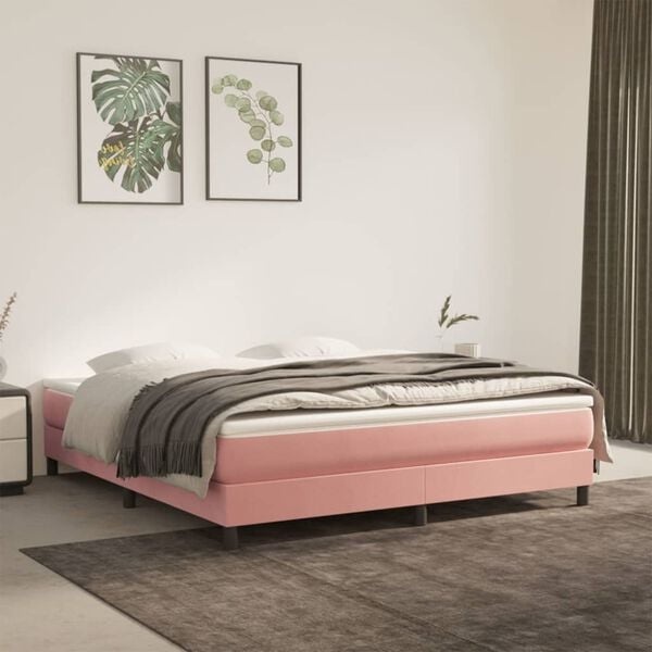 Roze fluwelen bedframe 160x200 cm - 54% korting!