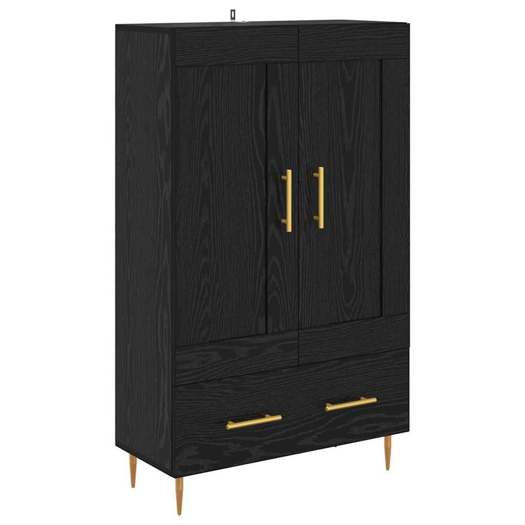 vidaXL Highboard met lade Zwart Eiken 69,5 x 31 x 115 cm Bewerkt hout