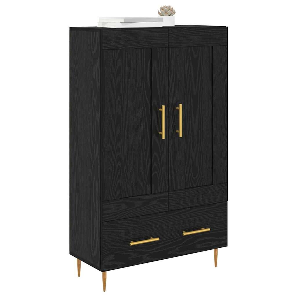 vidaXL Highboard met lade Zwart Eiken 69,5 x 31 x 115 cm Bewerkt hout