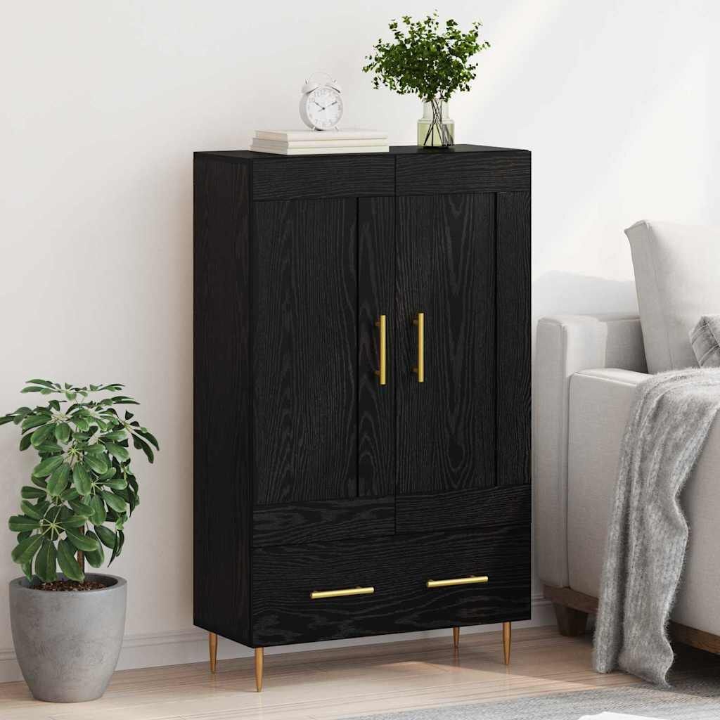 vidaXL Highboard met lade Zwart Eiken 69,5 x 31 x 115 cm Bewerkt hout