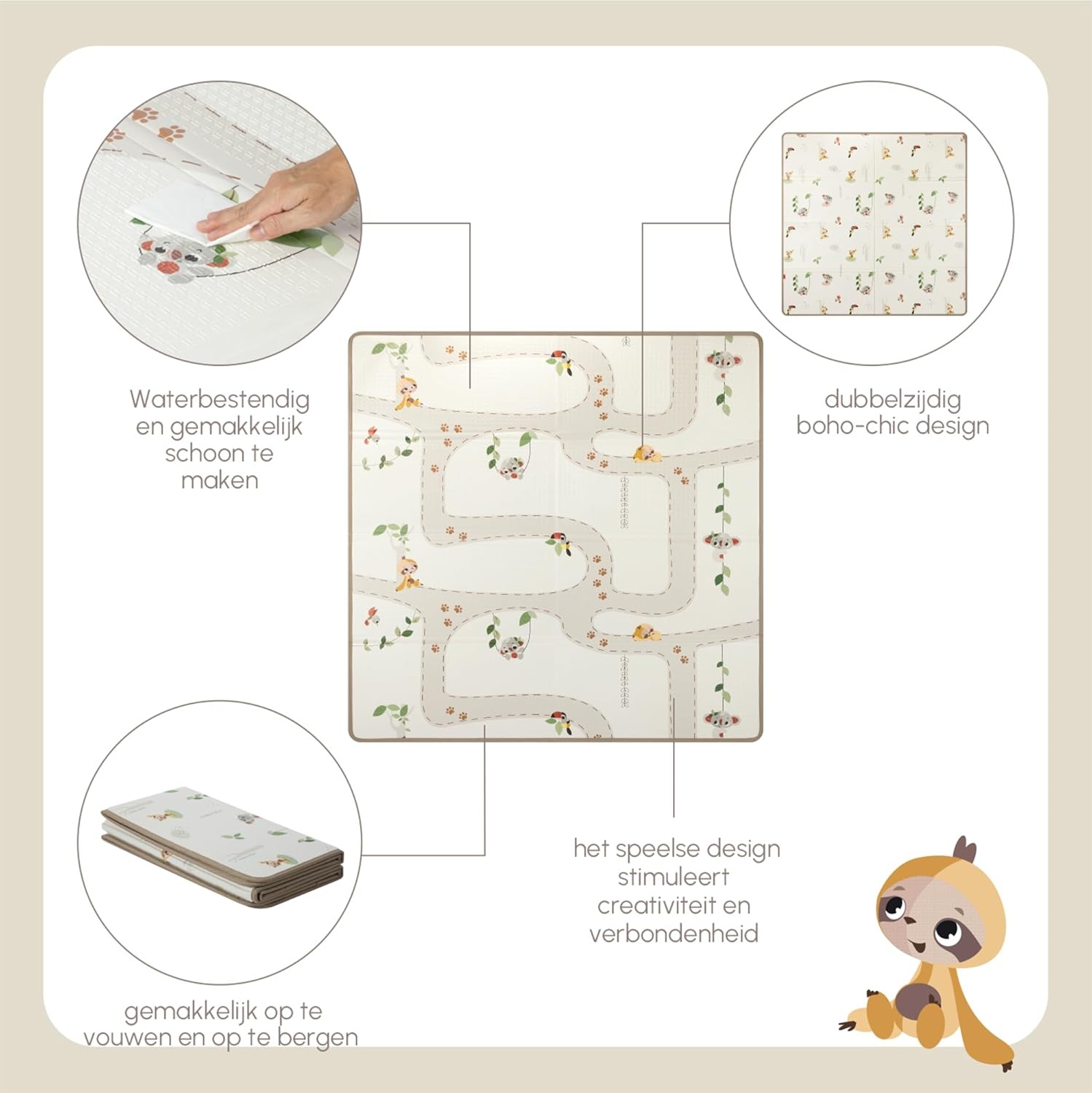 Tiny Love XL Foldable Play Mat Baby, Baby Play Mat, 0+ Months, Double Sided, Lightweight & Foldable Play Mat, 150 x 150cm, Soft & Thick (1cm), Water Resistant, Easy to Clean, Boho Chic