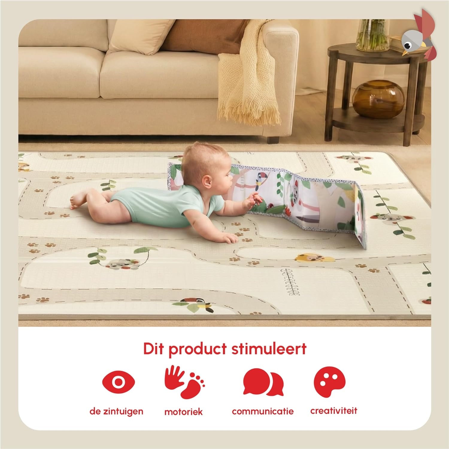 Tiny Love XL Foldable Play Mat Baby, Baby Play Mat, 0+ Months, Double Sided, Lightweight & Foldable Play Mat, 150 x 150cm, Soft & Thick (1cm), Water Resistant, Easy to Clean, Boho Chic