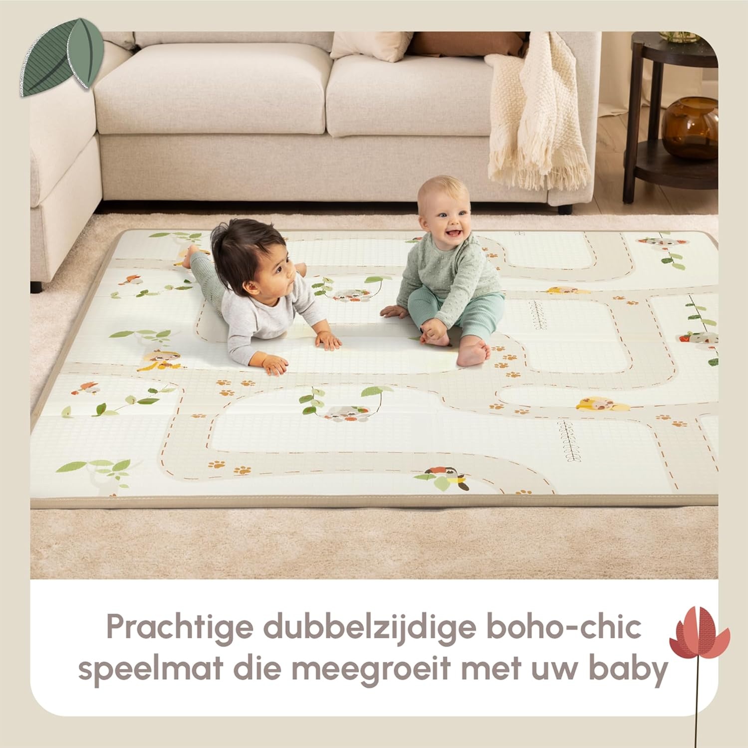 Tiny Love XL Foldable Play Mat Baby, Baby Play Mat, 0+ Months, Double Sided, Lightweight & Foldable Play Mat, 150 x 150cm, Soft & Thick (1cm), Water Resistant, Easy to Clean, Boho Chic