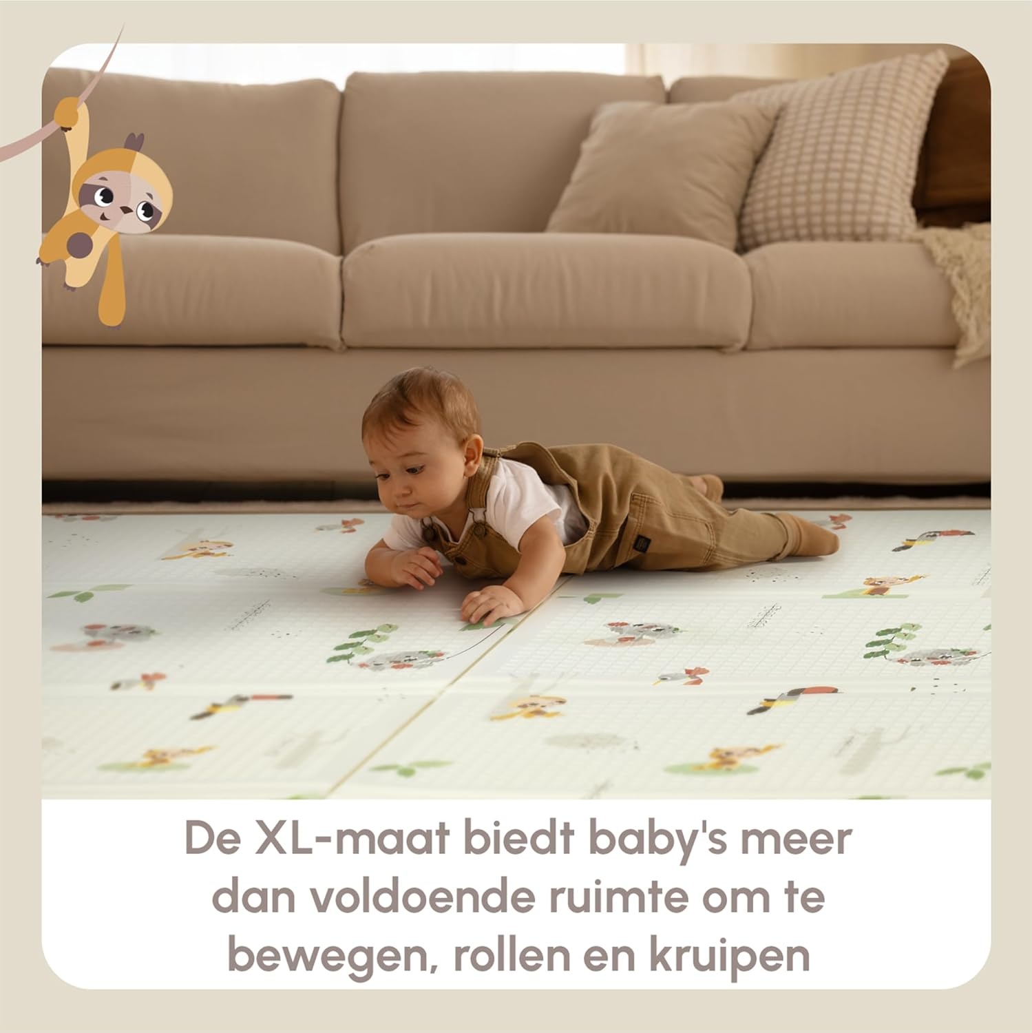 Tiny Love XL Foldable Play Mat Baby, Baby Play Mat, 0+ Months, Double Sided, Lightweight & Foldable Play Mat, 150 x 150cm, Soft & Thick (1cm), Water Resistant, Easy to Clean, Boho Chic