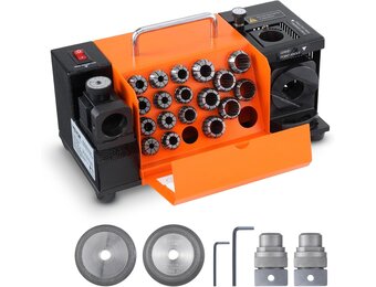 VEVOR Drill Sharpener, 3-20mm Drilling, Grinder, Lip Relief Angle and 95°-135° Point Angle, Adjustable Drill, Portable Grinder with 18 Collets, CBN & SDC Wheel
