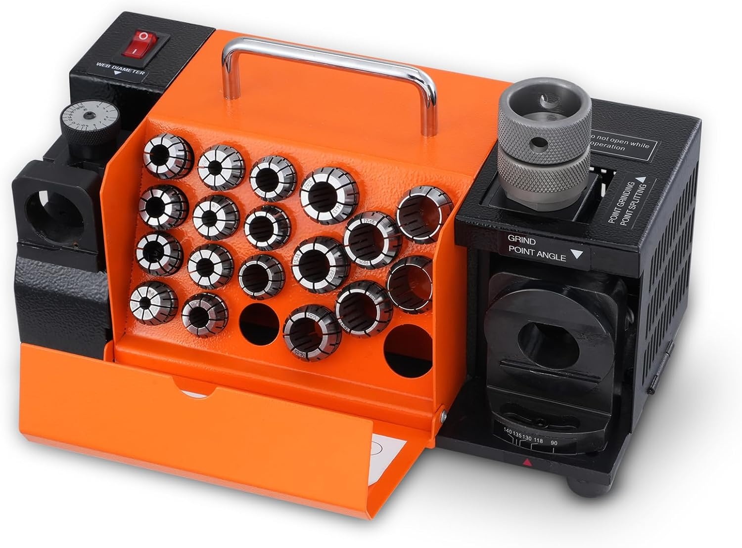 VEVOR Drill Sharpener, 3-20mm Drilling, Grinder, Lip Relief Angle and 95°-135° Point Angle, Adjustable Drill, Portable Grinder with 18 Collets, CBN & SDC Wheel