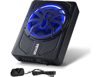 VEVOR Actieve Auto Subwoofer 10 inch 440W - Zwarte Slanke Onderbouw Subwoofer met Ingebouwde Versterker
