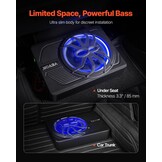 VEVOR Actieve Auto Subwoofer 10 inch 440W - Zwarte Slanke Onderbouw Subwoofer met Ingebouwde Versterker