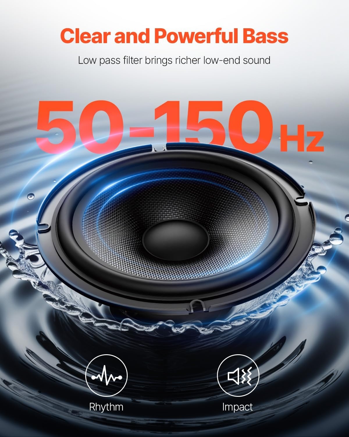 VEVOR Actieve Auto Subwoofer 10 inch 440W - Zwarte Slanke Onderbouw Subwoofer met Ingebouwde Versterker