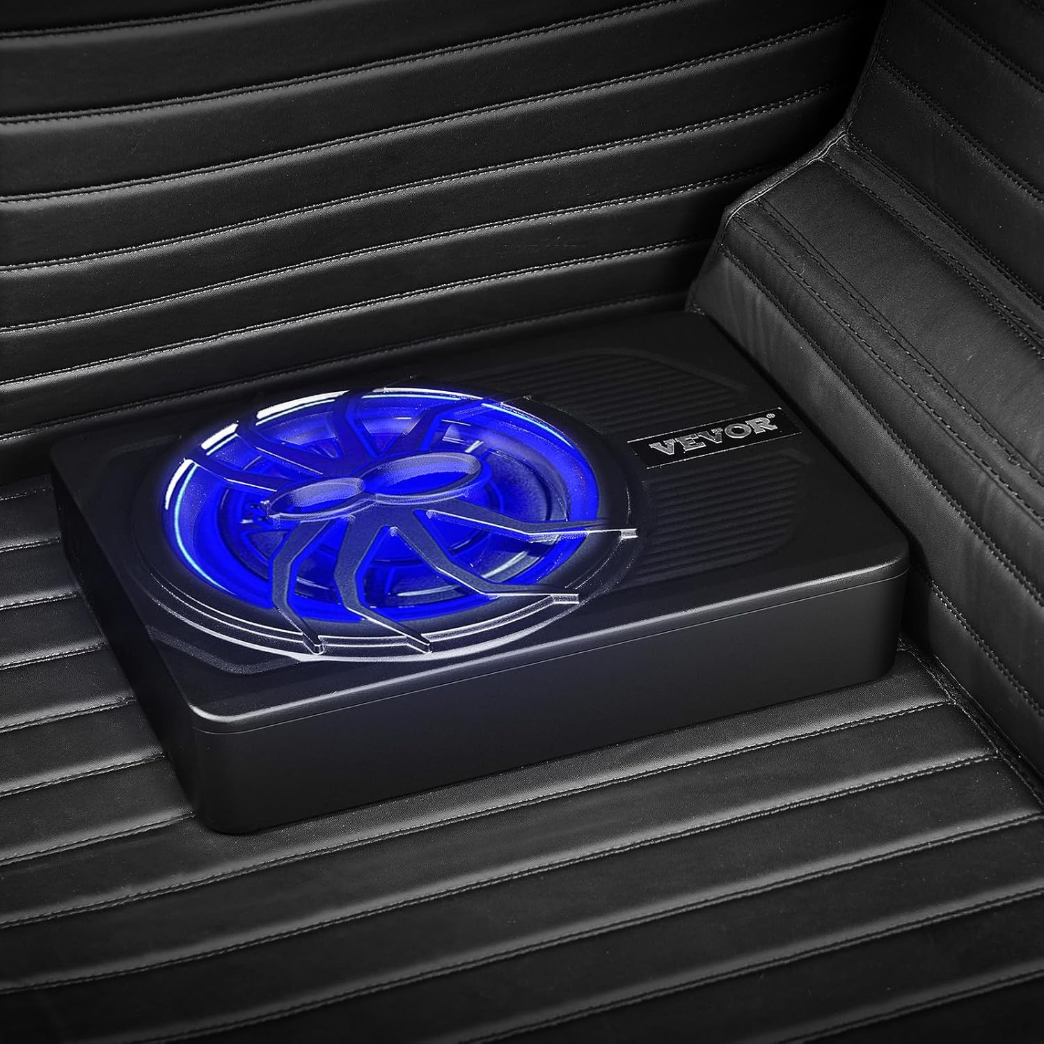 VEVOR Actieve Auto Subwoofer 10 inch 440W - Zwarte Slanke Onderbouw Subwoofer met Ingebouwde Versterker