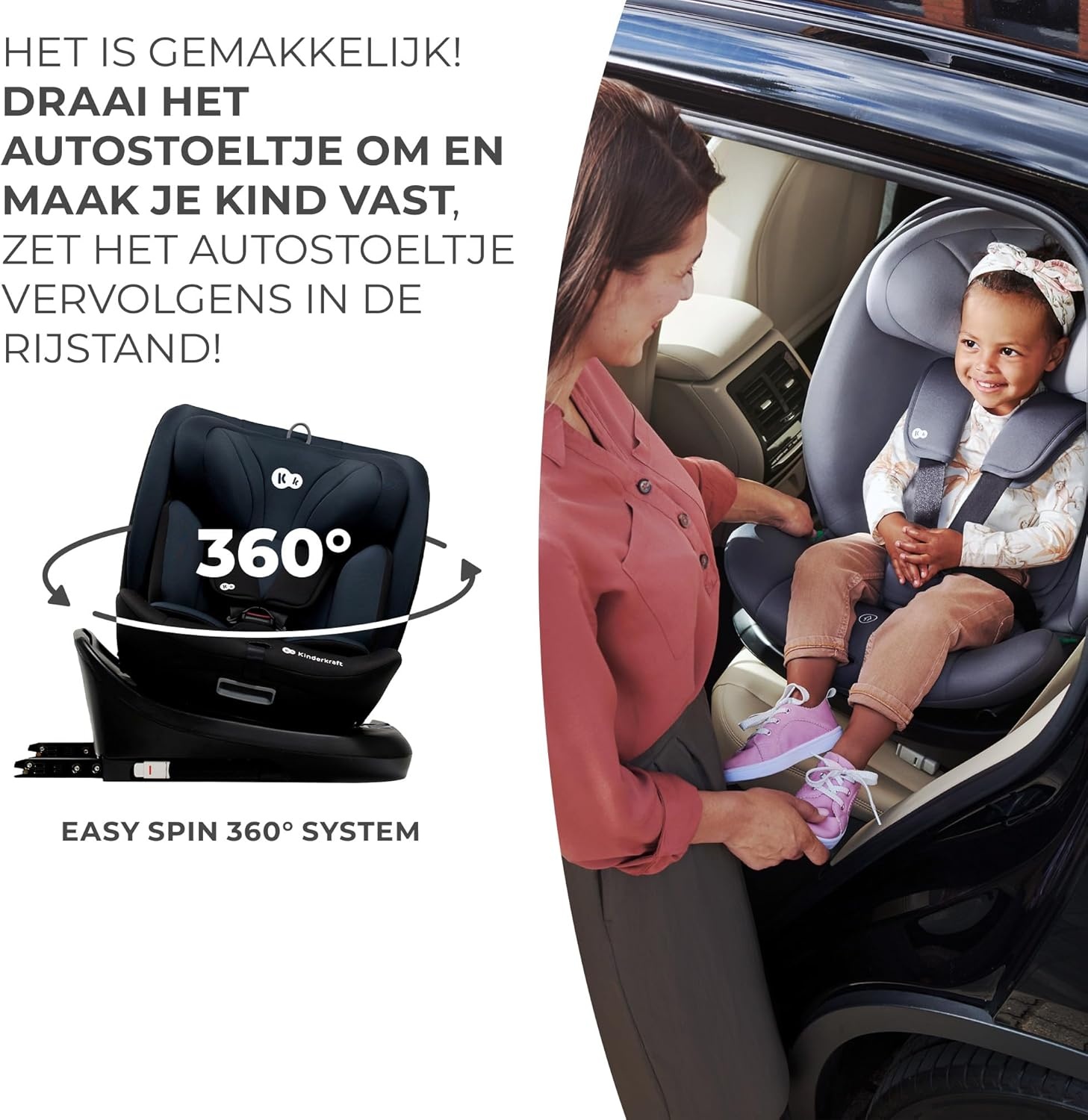 Kinderkraft I-GROW I-SIZE autostoel 40-150 cm - Graphite Black