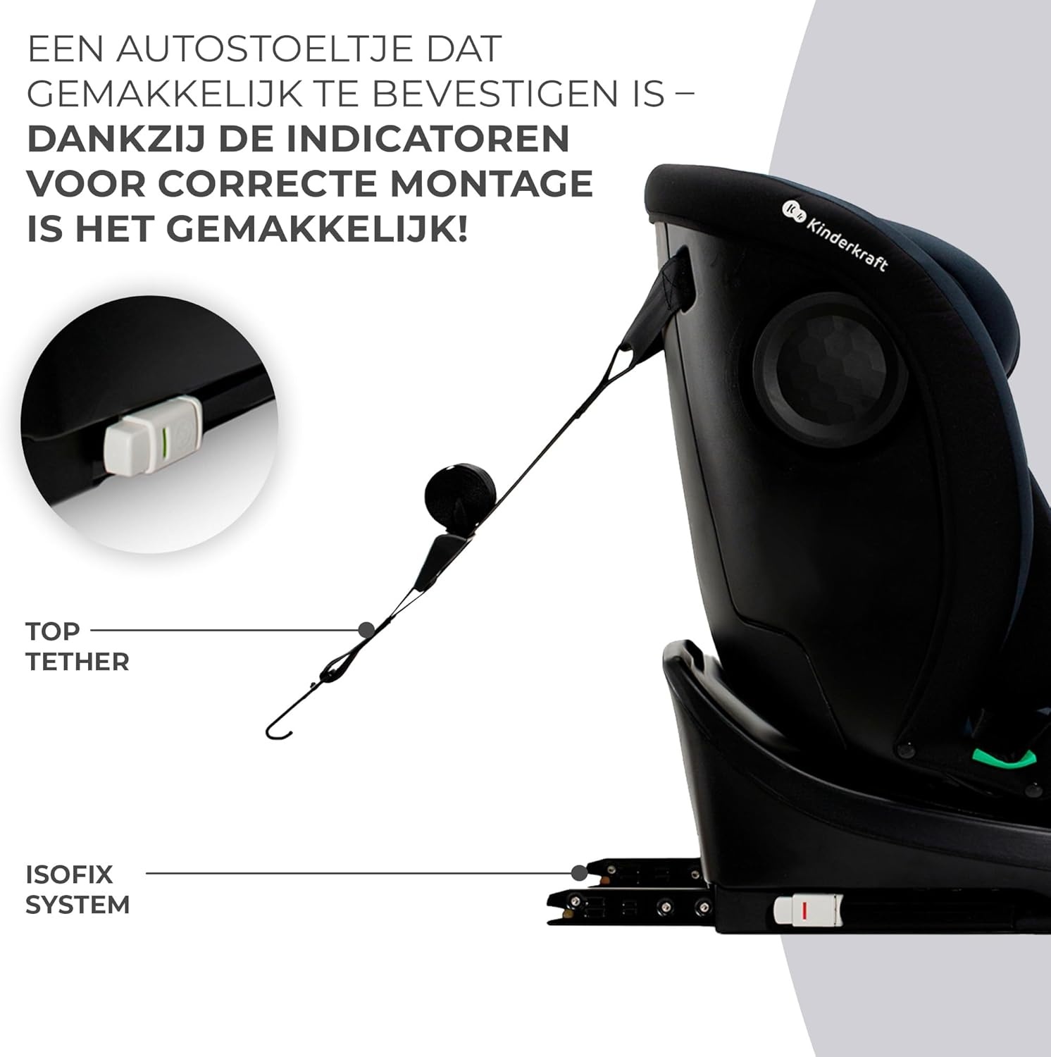 Kinderkraft I-GROW I-SIZE autostoel 40-150 cm - Graphite Black