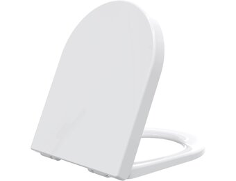 SAMODRA Premium toiletdeksel D-vorm, wc-bril met softclosemechanisme, wit wc-deksel met quick-release-functie en softclose, toiletbril met verstelbare scharnieren, wc-bril van duroplast