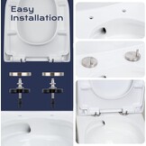 SAMODRA Premium toiletdeksel D-vorm, wc-bril met softclosemechanisme, wit wc-deksel met quick-release-functie en softclose, toiletbril met verstelbare scharnieren, wc-bril van duroplast