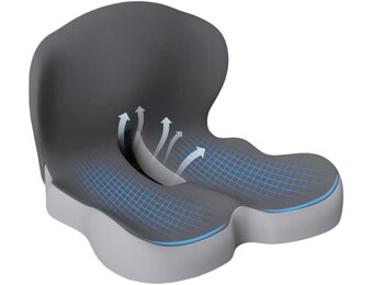 Orthopedisch zitkussen met rugleuning, zijdelingse ondersteuning en comfort, zitkussen voor bureaustoel en auto, ergonomisch, zitkussen, stuitbeenkussen, stoelkussen, zitring voor stuitbeenontlasting