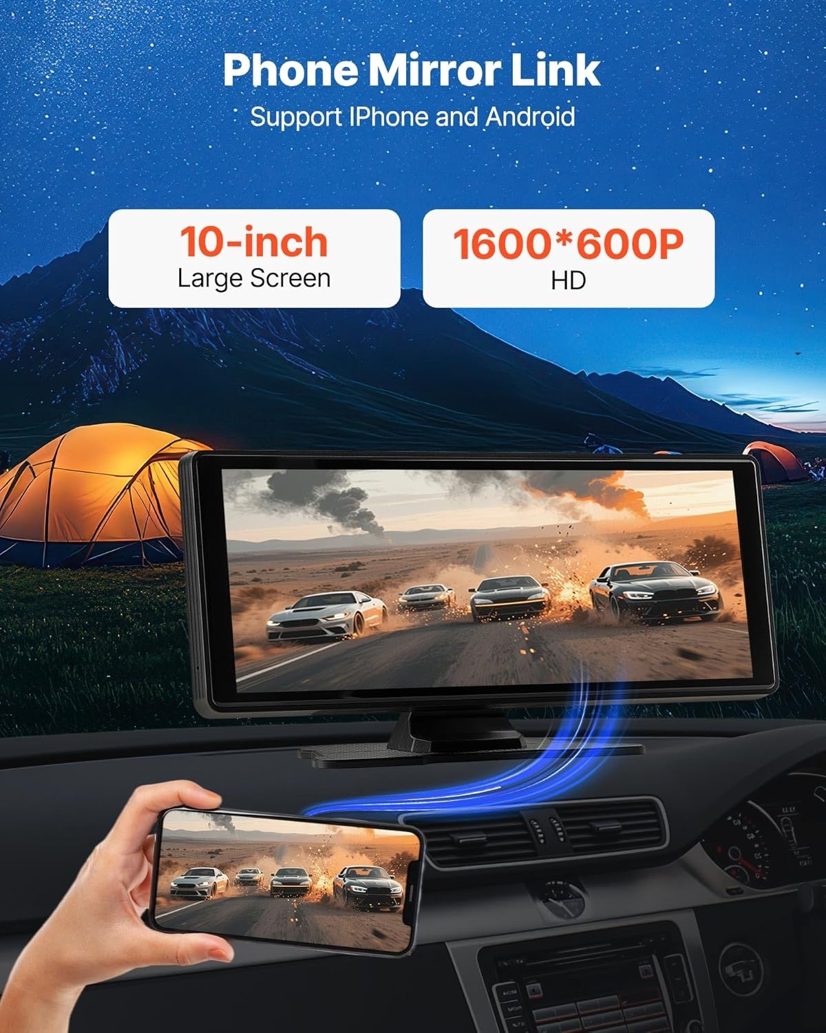 Draagbaar CarPlay Scherm 10" - Apple CarPlay & Android Auto met Korting!