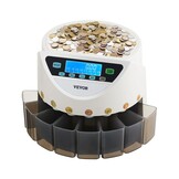 VEVOR Euro Coin Sorting Machine Calculator for Counting Coins for 8 Types of Euro Coins, Storage Capacity 850 Pieces, with LCD Display, 5 Tubes and Cash Boxes, Transaction