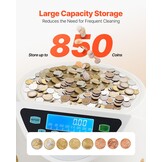 VEVOR Euro Coin Sorting Machine Calculator for Counting Coins for 8 Types of Euro Coins, Storage Capacity 850 Pieces, with LCD Display, 5 Tubes and Cash Boxes, Transaction