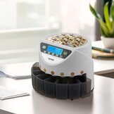 VEVOR Euro Coin Sorting Machine Calculator for Counting Coins for 8 Types of Euro Coins, Storage Capacity 850 Pieces, with LCD Display, 5 Tubes and Cash Boxes, Transaction
